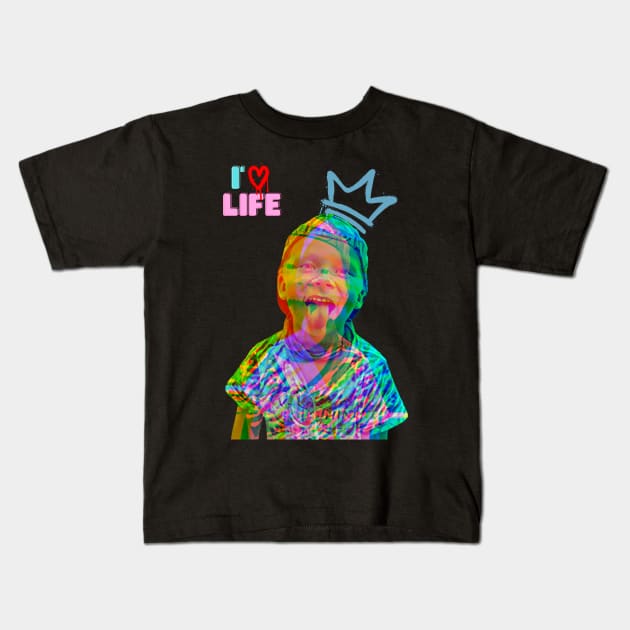 i love life, happy boy Kids T-Shirt by LordPuszek
